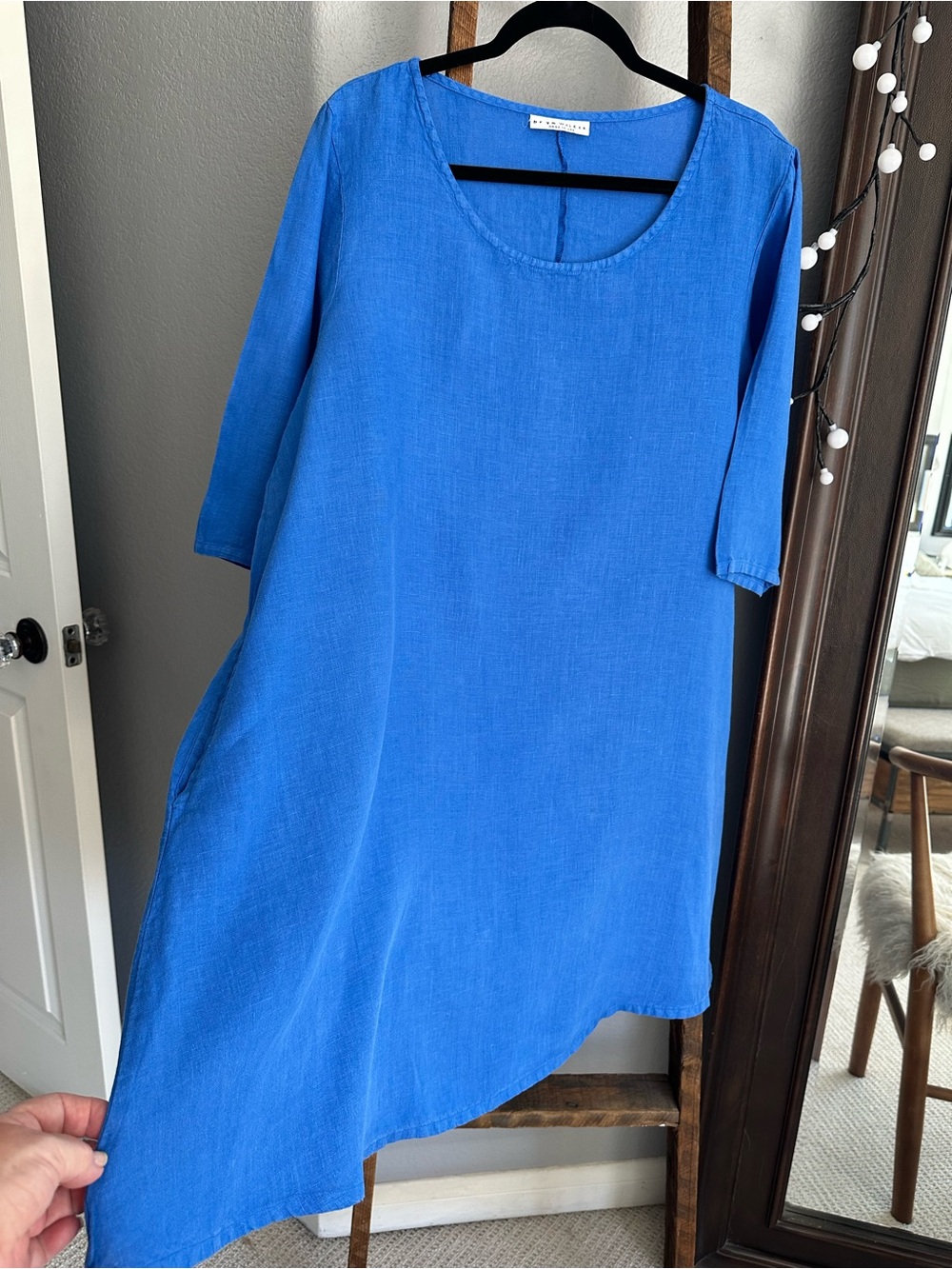 bryn Walker linen French blue dress, size large - Picture 3 of 15